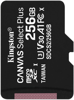 Карта памяти Kingston microSDXC 256GB Canvas Select Plus Class 10 UHS-I U3 V30 A1 (SDCS2/256GBSP)