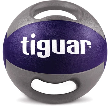 Piłka lekarska z uchwytami Tiguar 10 kg 27 cm Bakłażanowa/szara (TI-PLU010)