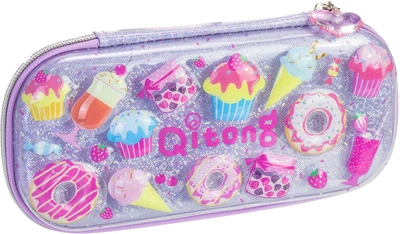 Пенал Cool For School блестящий 1 отделение с органайзером фиолетовый (QT-5780-Purple)