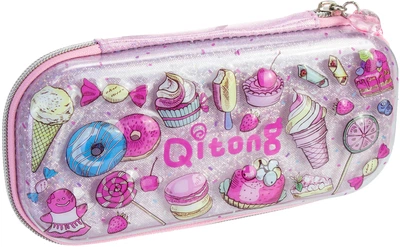 Пенал Cool For School блискучий 1 відділення з органайзером рожевий (QT-5780-Pink)