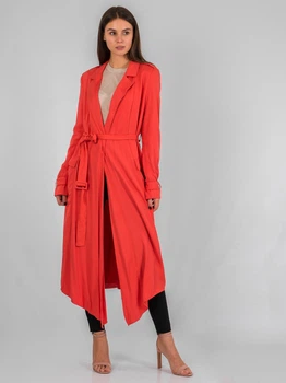 Тканинний тренч з поясом Only 116136021 XL (77870XL) Кораловий
