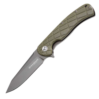 Нож складной Boker Magnum Foxtrot Sierra (длина: 208мм, лезвие: 88мм), олива-стальной