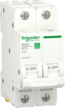 Автоматичний вимикач Schneider Electric RESI9 10 А, 2P, крива В, 6кА (R9F02210)