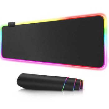 Игровой коврик для мыши и клавиатуры с подсветкой большой 80х30 см LED PAD Black XL (MP-19206)