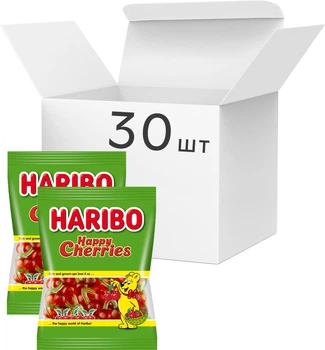 Упаковка конфет желейных неглазированных Haribo Хэппи Черриз 80 г х 30 шт (9002975395502)