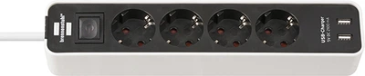 Подовжувач Brennenstuhl Ecolor 2 USB, 4 розетки 1.5 м (1153240026)