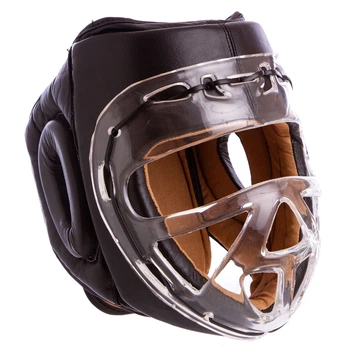 Шлем для единоборств кожаный с прозрачной маской Everlast Heroe 1427 размер XL Black