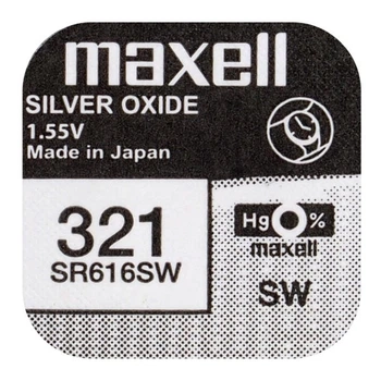 Батарейка часовая серебрянно-цинковая Maxell 321 SR616SW, 1.55V, блистер 1шт