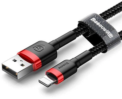 Кабель Baseus cafule Cable USB For lightning 2.4A 1M Red + Black