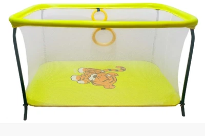 Манеж игровой с мелкой сеткой Kinderbox Люкс Тигр желтый