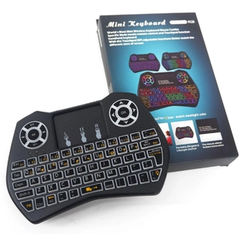 Беспроводная мини клавиатура с тачпадом Air Mouse I9 с подсветкой (англо-русская раскладка) Black (91102del)