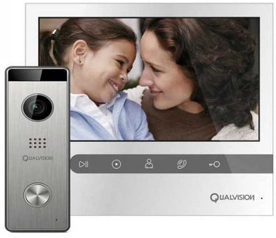 Комплект відеодомофона Qualvision QV-IDS4744SC White+QV-ODS235SX Silver