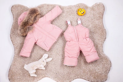 Зимний детский комбинезон с курткой для девочки Natalie Look 98-104 см розовый