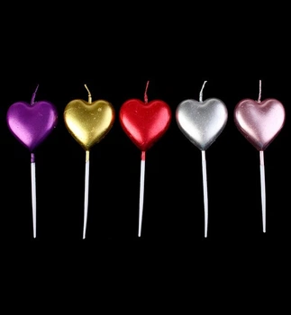 Свечи в торт "Heart", цвет ассорти, набор 5 шт