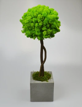Яркое декоративное дерево со мхом, топиарий Artis Green салатовое Т19