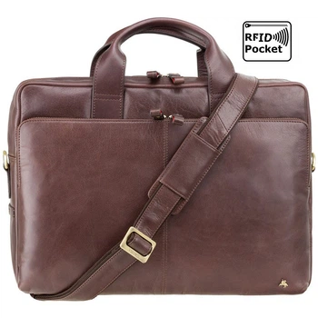 Мужская кожаная сумка для ноутбука Visconti ML31 Hugo 15 (Brown)