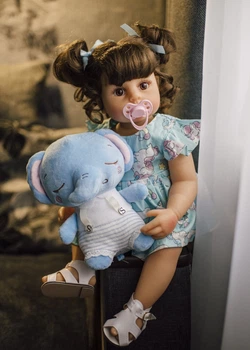 Лялька Реборн Reborn брюнетка NPK DOLL силіконова 55 см