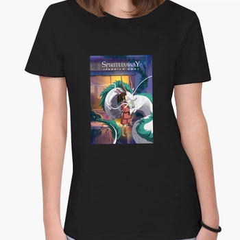 Футболка женская Унесённые призраками Тихиро Огино Сэн и Хаку (Spirited Away Chihiro Ogino Sen and Haku) (8976-2829-3) L Черная