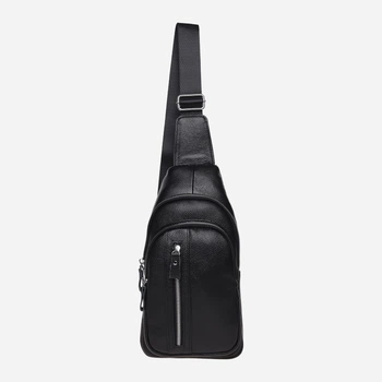 Сумка слинг через плечо мужская из натуральной кожи Laras K105055 Black (ROZ6300004224)
