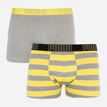 Набір трусів-боксерів чоловічих бавовняних Puma Yd Bold Stripe Boxer 2P 501001001020 2 шт L Сірі з жовтим (8718824805023)