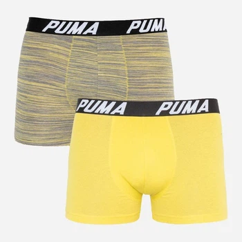 Набір трусів-боксерів чоловічих бавовняних Puma Spacedye Stripe Boxer 2P 501002001020 2 шт M Сірі з жовтим (8718824805177)