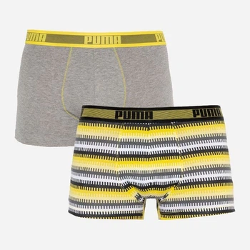 Набор трусов-боксеров мужских хлопковых Puma Worldhood Stripe Trunk 2P 501004001020 2 шт S Белый с серым, черным и желтым (8718824805481)