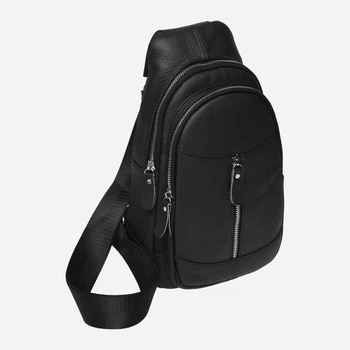Сумка-слинг мужская кожаная Laras K10318-black Черная (ROZ6400008852)