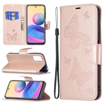 Чехол-книжка с рисунком UniCase Butterfly Pattern для Xiaomi Redmi Note 10 5G / Poco M3 Pro - Rose Gold