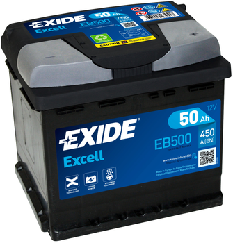 Автомобильный аккумулятор Exide Excell 50 А·ч Ев (-/+) Euro (450EN) (EB500)
