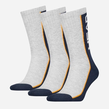 Набір чоловічих шкарпеток HEAD Stripe Crew 3-Pack 781011001-870 35-38 р 3 пари Синій/Сірий (8718824546797)