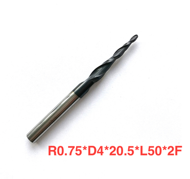 Фреза конусна для ЧПУ R0.75*D4*20,5*50L*2F (0018)