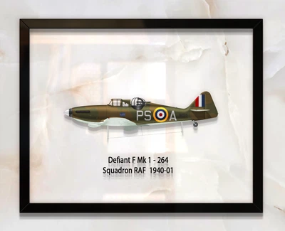 Принт на стекле Artel «Двухместный истребитель RAF Boulton Paul Defiant Mk 1 264 Эскадрилья 1940 год» 36 x 28см