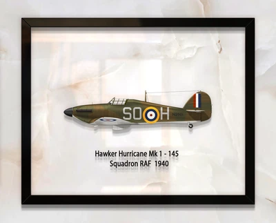 Принт на стекле Artel «Истребитель Hawker Hurricane Mk 1 145 Эскадрилья 1940 год» 46 x 36см