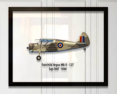 Принт на стекле Artel «Самолет Fairchild 24 Argus Mk II 127 Эскадрилья 1944 год» 25 x 20см