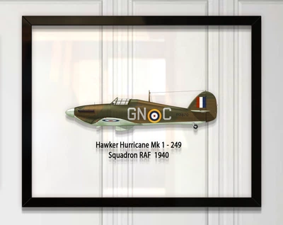 Принт на стекле Artel «Истребитель Hawker Hurricane Mk 1 249 Эскадрилья 1940 год» 36 x 28см