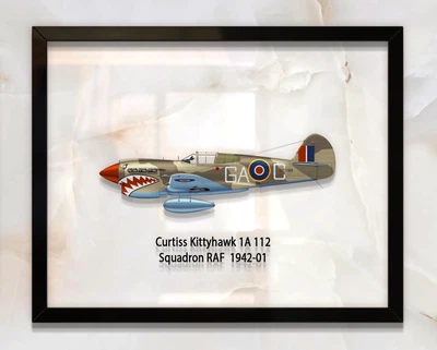 Принт на стекле Artel «Истребитель Curtiss P-40 Kittyhawk 112 Эскадрилья 1942 год» 25 x 20см