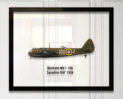 Принт на стекле Artel «Легкий бомбардировщик Bristol Blenheim Mk 1 108 Эскадрилья 1938 год» 46 x 36см