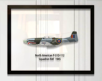 Принт на стекле Artel «Истребитель North American P-51D Mustang 112 Эскадрилья 1945 год» 61 x 46см