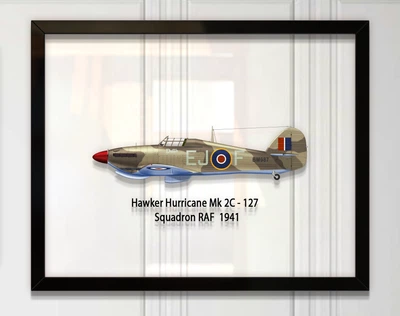 Принт на стекле Artel «Истребитель Hawker Hurricane Mk 2C 127 Эскадрилья 1941 год» 36 x 28см