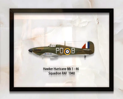 Принт на стекле Artel «Истребитель Hawker Hurricane Mk 1 46 Эскадрилья 1940 год» 46 x 36см