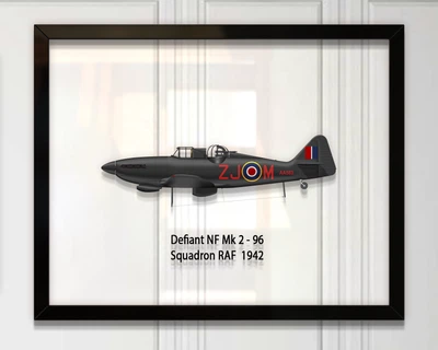 Принт на стекле Artel «Самолет Boulton Paul Defiant Mk 1 96 Эскадрилья 1942 год» 18 x 13см