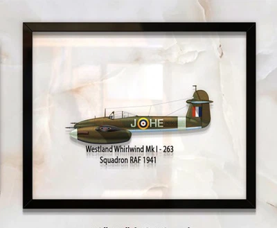 Принт на стекле Artel «Самолет Westland Whirlwind Mk. I 263 Эскадрилья 1941 год» 18 x 13см