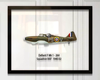 Принт на стекле Artel «Истребитель RAF Boulton Paul Defiant Mk 1 1940 год» 50 x 40см