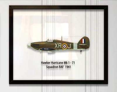 Принт на стекле Artel «Истребитель Hawker Hurricane Mk 1 71 Эскадрилья 1941 год» 25 x 20см