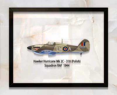 Принт на стекле Artel «Самолет Hawker Hurricane Mk 2C 318 Польская Эскадрилья 1944 год» 61 x 46см