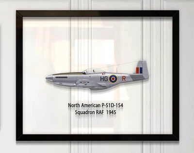 Принт на стекле Artel «Истребитель North American P-51D Mustang 154 Эскадрилья 1945 год» 25 x 20см