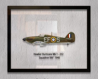 Принт на стекле Artel «Истребитель Hawker Hurricane Mk 1 232 Эскадрилья 1940 год» 25 x 20см