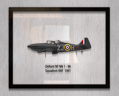 Принт на стекле Artel «Истребитель Boulton Paul Defiant Mk 1 96 Эскадрилья 1941 год» 18 x 13см