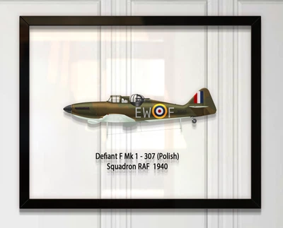 Принт на стекле Artel «Истребитель Boulton Paul Defiant Mk 1 307 Польская Эскадрилья 1940 год» 46 x 36см