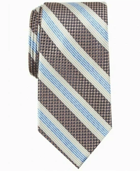 Краватка Perry Ellis Portfolio, в смужку, чоловіча, шовкова,, блакитна з коричневим, 2PC8-3081